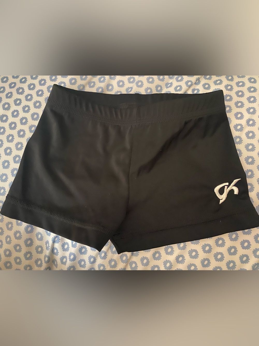 GK Black Girls' Athletic Shorts with White Logo
